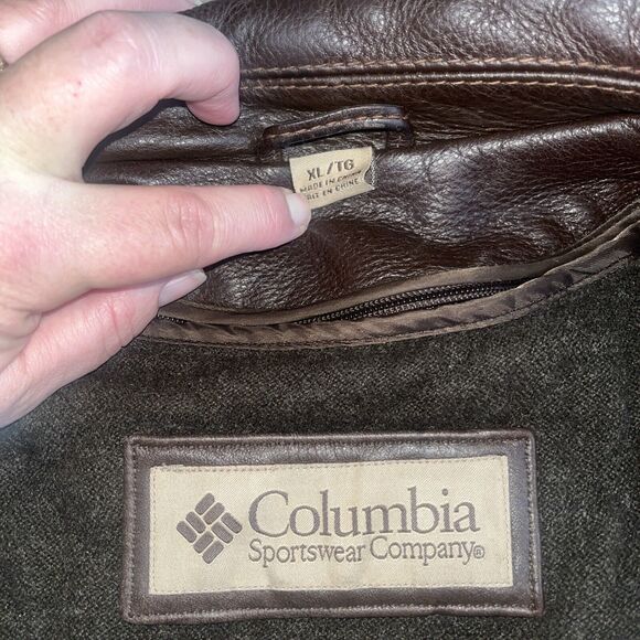 Columbia Brown Leather Bomber Jacket - Picture 3 of 7